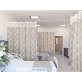 Serene Privacy Curtain Fabric, Sandstone, Installation