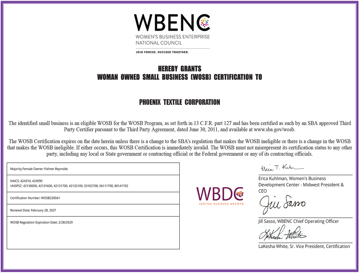 WOSB Certificate Expires 02.28.2027